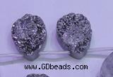 CAG8132 Top drilled 18*25mm teardrop silver plated druzy agate beads