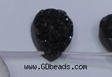 CAG8137 Top drilled 18*25mm teardrop black plated druzy agate beads