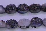 CAG8154 7.5 inches 10*14mm oval rainbow plated druzy agate beads