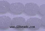 CAG8160 7.5 inches 12*16mm oval white plated druzy agate beads