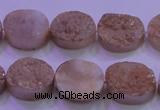 CAG8161 7.5 inches 12*16mm oval champagne plated druzy agate beads