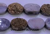 CAG8163 7.5 inches 12*16mm oval glod plated druzy agate beads