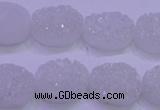 CAG8170 7.5 inches 13*18mm oval white plated druzy agate beads