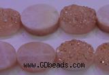 CAG8181 7.5 inches 15*20mm oval champagne plated druzy agate beads