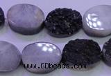 CAG8187 7.5 inches 15*20mm oval black plated druzy agate beads