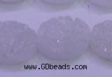 CAG8190 7.5 inches 18*25mm oval white plated druzy agate beads