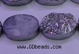 CAG8192 7.5 inches 18*25mm oval silver plated druzy agate beads