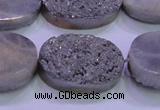 CAG8202 7.5 inches 20*30mm oval silver plated druzy agate beads