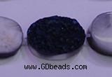 CAG8206 7.5 inches 20*30mm oval blue plated druzy agate beads