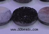 CAG8207 7.5 inches 20*30mm oval black plated druzy agate beads