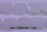 CAG8210 Top drilled 10*14mm rectangle white plated druzy agate beads