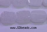 CAG8220 Top drilled 12*16mm rectangle white plated druzy agate beads