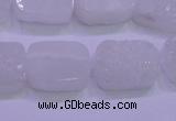 CAG8230 Top drilled 13*18mm rectangle white plated druzy agate beads