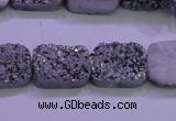 CAG8232 Top drilled 13*18mm rectangle silver plated druzy agate beads