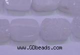 CAG8240 Top drilled 15*20mm rectangle white plated druzy agate beads