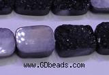 CAG8247 Top drilled 15*20mm rectangle black plated druzy agate beads