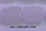 CAG8250 Top drilled 18*25mm rectangle white plated druzy agate beads