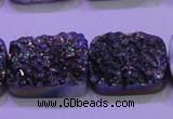 CAG8254 Top drilled 18*25mm rectangle rainbow plated druzy agate beads