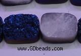 CAG8256 Top drilled 18*25mm rectangle blue plated druzy agate beads