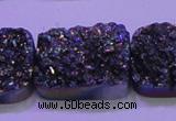 CAG8264 Top drilled 20*30mm rectangle rainbow plated druzy agate beads