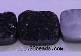 CAG8267 Top drilled 20*30mm rectangle black plated druzy agate beads