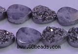 CAG8282 7.5 inches 12*16mm teardrop silver plated druzy agate beads