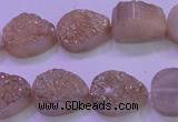 CAG8301 7.5 inches 15*20mm teardrop champagne plated druzy agate beads