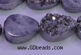 CAG8312 7.5 inches 18*25mm teardrop silver plated druzy agate beads