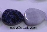 CAG8316 7.5 inches 18*25mm teardrop blue plated druzy agate beads