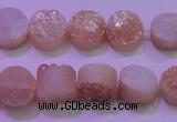 CAG8331 7.5 inches 10mm coin champagne plated druzy agate beads