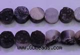 CAG8337 7.5 inches 10mm coin black plated druzy agate beads