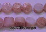 CAG8341 7.5 inches 12mm coin champagne plated druzy agate beads