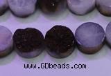 CAG8355 7.5 inches 14mm coin purple plated druzy agate beads