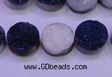 CAG8356 7.5 inches 14mm coin blue plated druzy agate beads