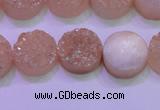 CAG8361 7.5 inches 16mm coin champagne plated druzy agate beads