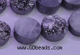 CAG8372 7.5 inches 18mm coin silver plated druzy agate beads