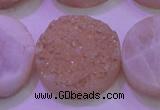 CAG8401 7.5 inches 30mm coin champagne plated druzy agate beads