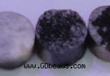 CAG8407 7.5 inches 30mm coin black plated druzy agate beads