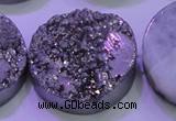 CAG8412 7.5 inches 35mm coin silver plated druzy agate beads