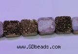 CAG8420 7.5 inches 10*10mm square gold plated druzy agate beads