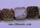 CAG8425 7.5 inches 20*20mm square gold plated druzy agate beads