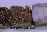 CAG8429 7.5 inches 30*30mm square gold plated druzy agate beads