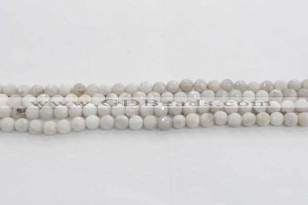 CAG8514 15.5 inches 6mm faceted round grey agate beads wholesale