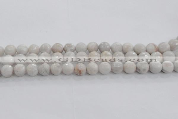 CAG8518 15.5 inches 14mm faceted round grey agate beads wholesale