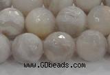 CAG8519 15.5 inches 16mm faceted round grey agate beads wholesale