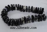 CAG8550 15.5 inches 9*23mm - 10*25mm square black line agate beads