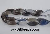 CAG8568 20*40mm faceted & twisted oval grey agate beads wholesale