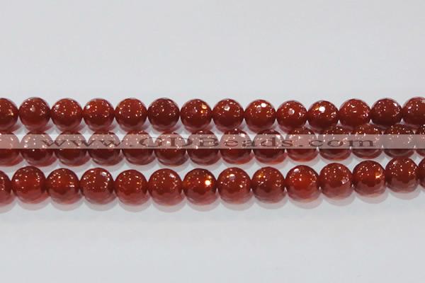 CAG8596 15.5 inches 18mm faceted round red agate gemstone beads