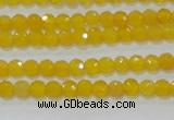 CAG8600 15.5 inches 4mm faceted round yellow agate gemstone beads