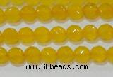 CAG8601 15.5 inches 6mm faceted round yellow agate gemstone beads